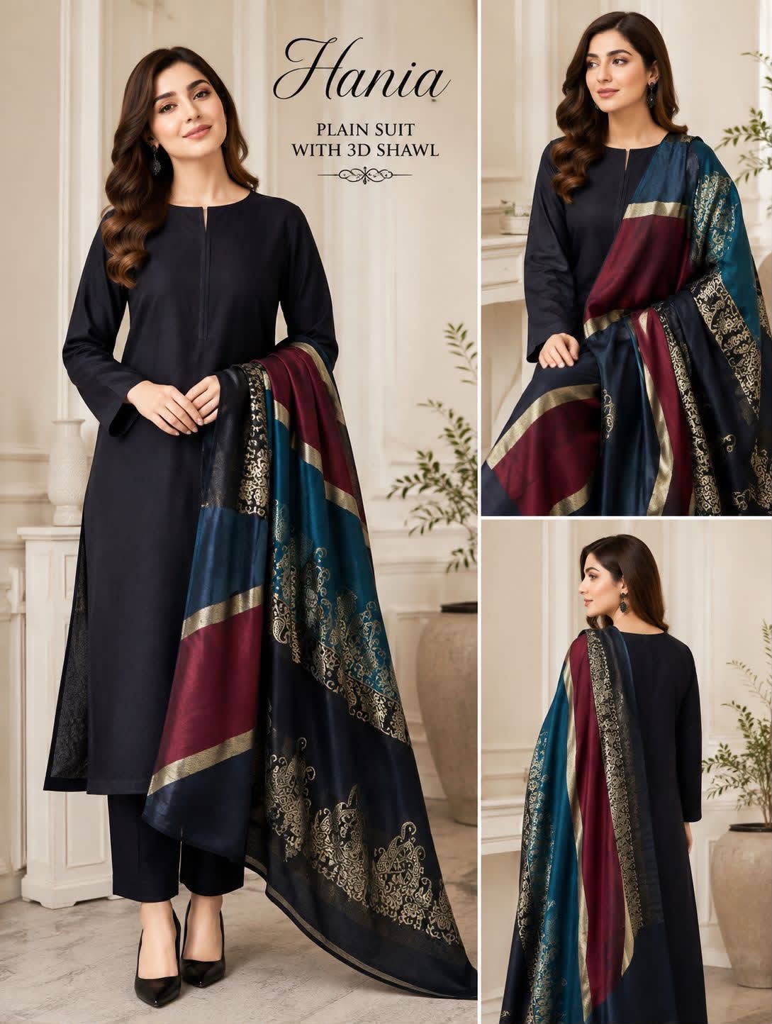 Dhanak embroidered luxury unstitched 3pc suit